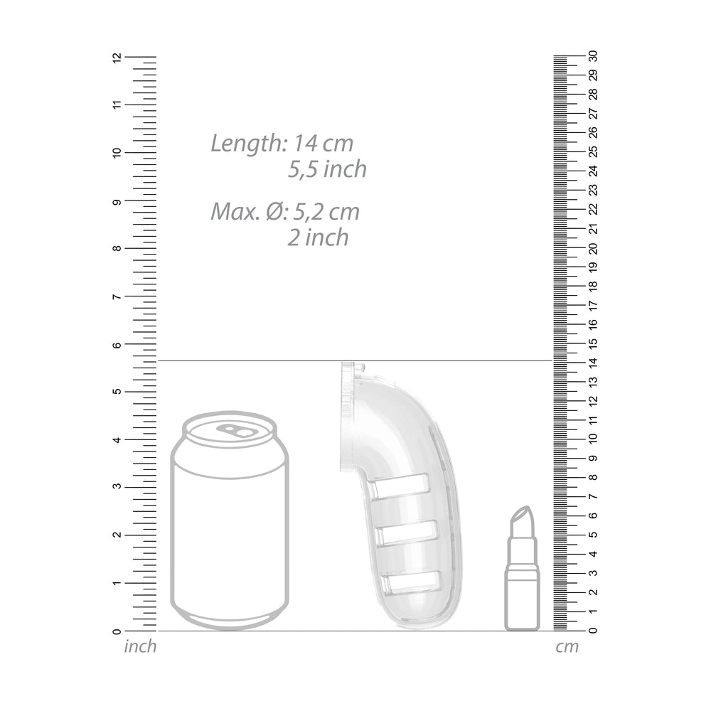 Man Cage 12  Male 5.5 Inch Clear Chastity Cage With Anal Plug