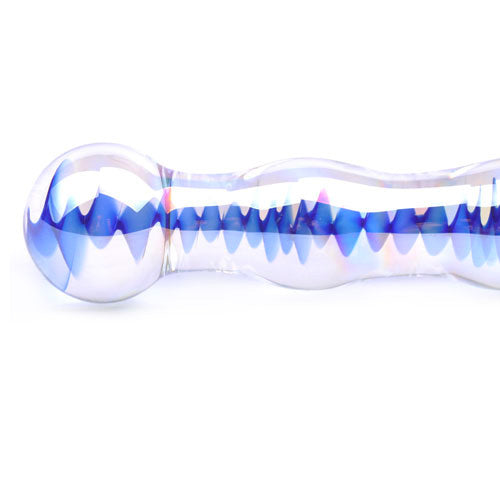 Blue Wavy Glass Dildo