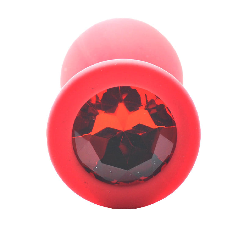 Small Red Jewelled Silicone Butt Plug