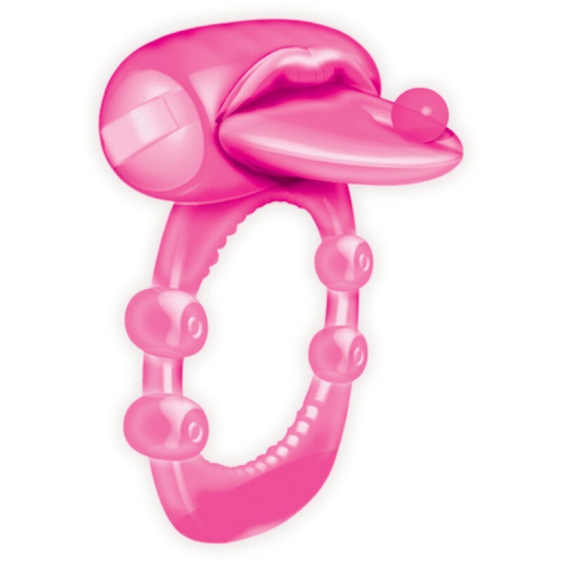 Pierced Tongue Vibrating Silicone Cock Ring